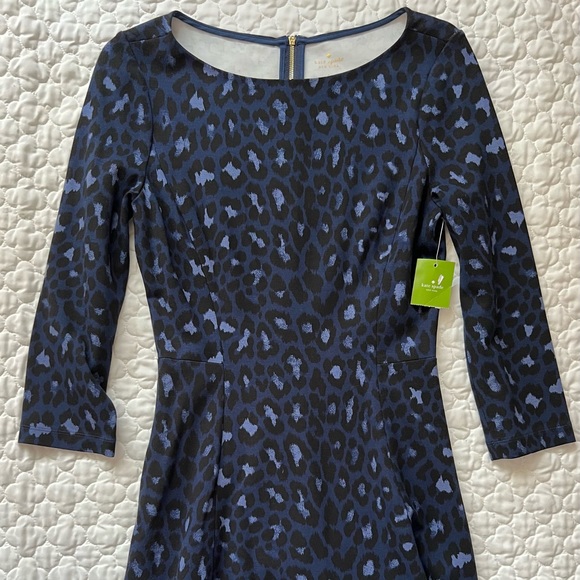 Kate Spade Blue Leopard Ponte Dress - Picture 2 of 6